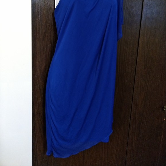 Royal Blue Sheer Overlay Dress - Picture 4 of 6